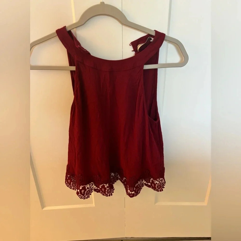 Abercrombie & Fitch Red Baby Doll Lace Tank Top Size M